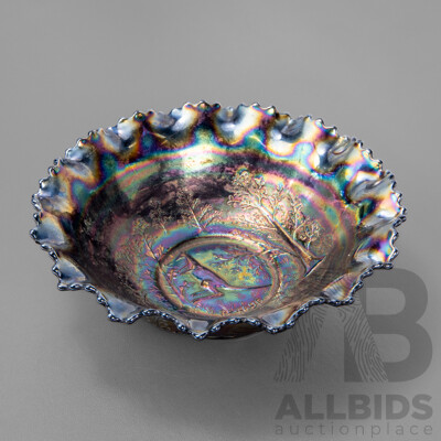 Crown Crystal 1920's Black Amethyst Carnival Bowl