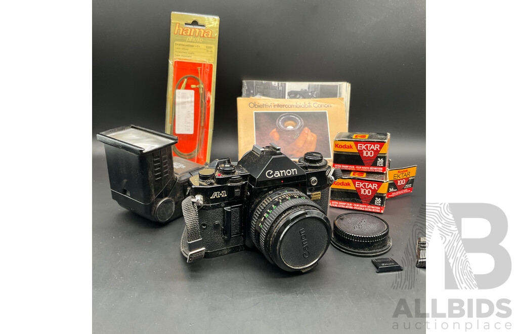 Vintage CANON A-1SLR Film Camera and Accessories