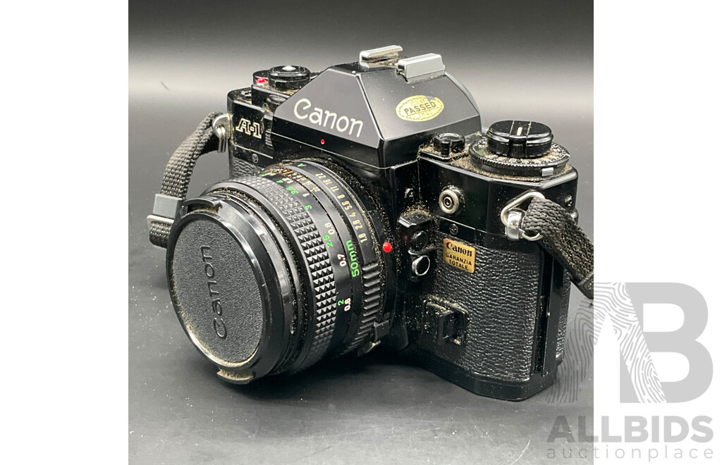 Vintage CANON A-1SLR Film Camera and Accessories