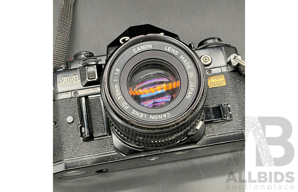 Vintage CANON A-1SLR Film Camera and Accessories