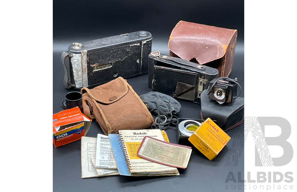 Vintage KODAK Autographic Film Camera No. A-116  and No. A-120, and Accessories