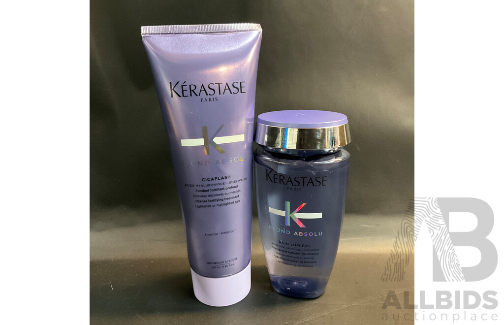 Kerastas Blond Absolu Cicaflash Conditioner 250 Ml & Hydrating Illuminating Shampoo 250ml - Lot of 2