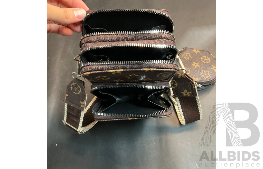Brown Monogram Multi-pocket Crossbody Bag