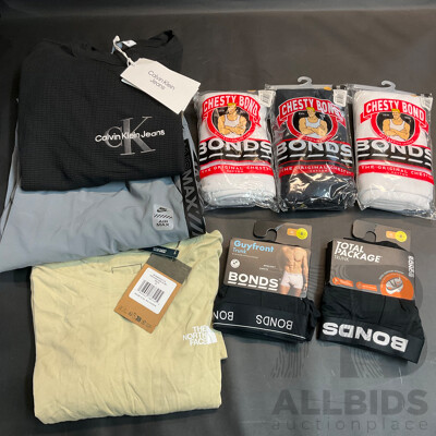 Calvin Klein Black T-Shirt & the North Face Long Sleeve & Nike Men's Pants (XL)  and Assorted Bonds Trunks(XL) & Singlets (2XL)