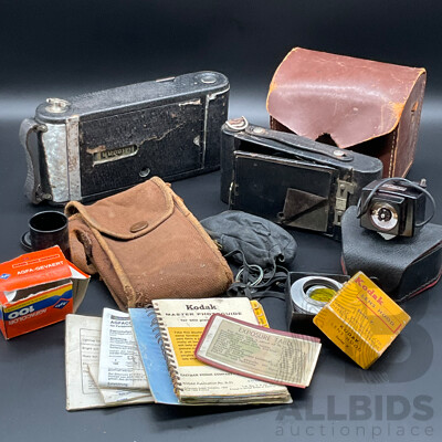 Vintage KODAK Autographic Film Camera No. A-116  and No. A-120, and Accessories