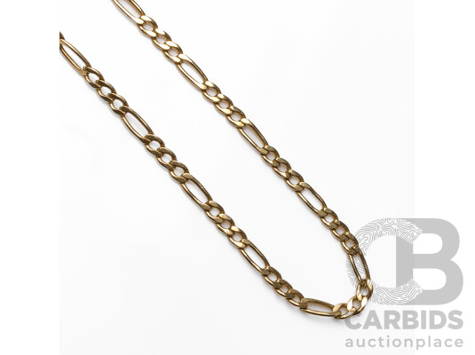 14ct Yellow Gold Figaro Bracelet. Length - 22cms