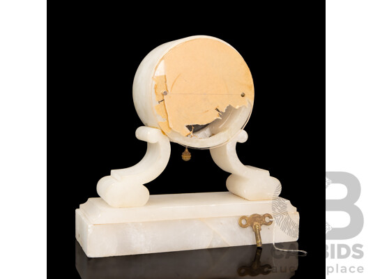 French Alabaster Boudoir Mantel Clock