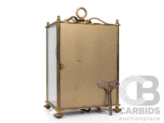 Mid Century Koma Brass Carriage Form Mantle Clock