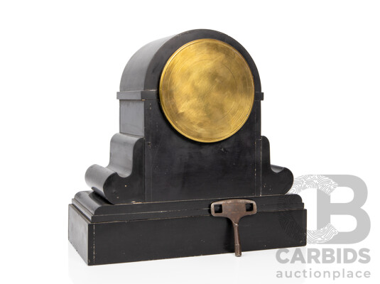 Victorian Slate Mantle Clock with Malachite Inclusions