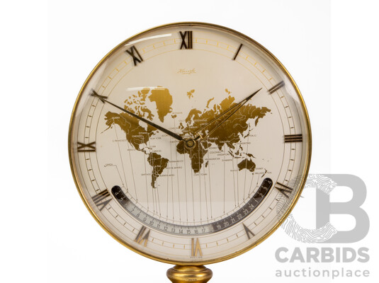 Vintage World Time Desk Clock by Heinrich Möller for Kienzle