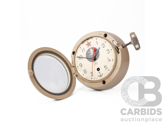 Vintage Soviet-Era Submarine Maritime in Cast Metal Housing