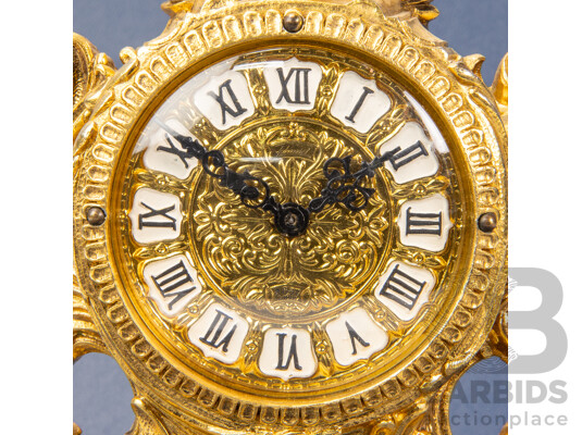 French Rococo Style Ornate Brass Mantle Clock