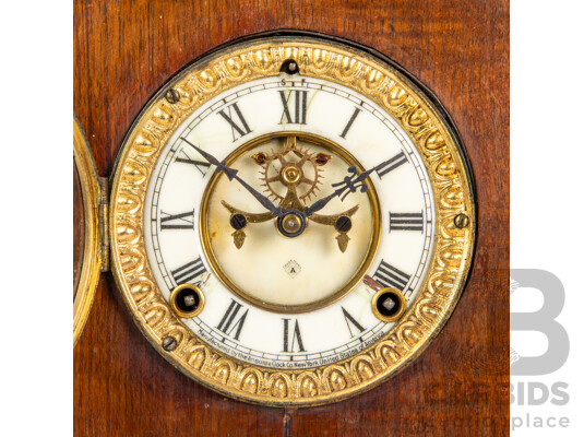 Vintage Ansonia Tomb Stone Timber Cased Mantle Clock