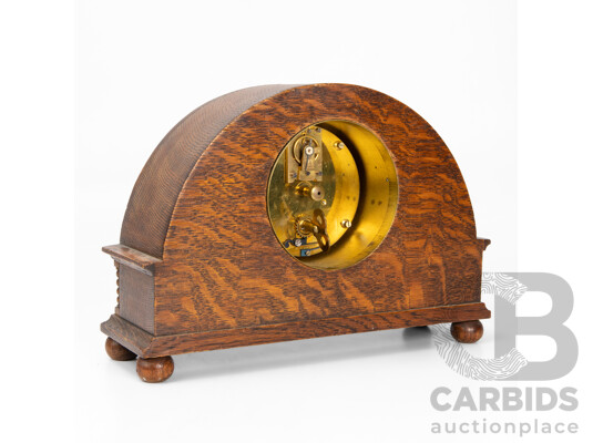 French Oak Art Deco Mantle Clock