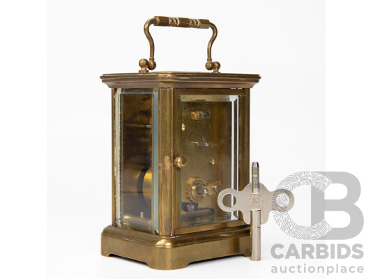 Vintage English Brass Eight Day Carriage Clock by Thwaites & Reed