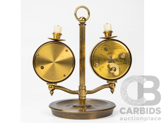 Vintage Swiza Brass Carriage Clock with Barometer