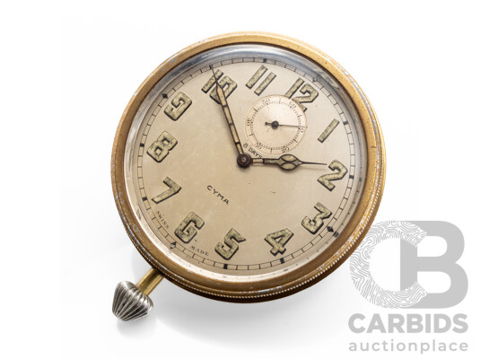 Vintage 8 Days Cyma Nickel Plated Swiss Made Pocket Watch - 5485