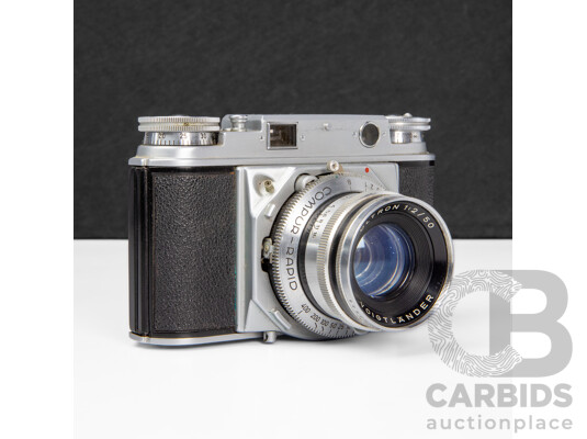 Voigtländer Prominent I Type 128 35mm Rangefinder Camera with Ultron 50mm F/2 Lens and Original Lens Hood
