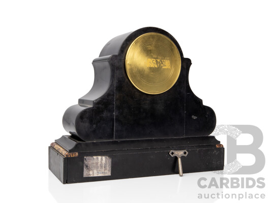 a Good 19th Century French Slate and Marble Drumhead Mantle Clock