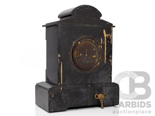 Black Marble Late 19th Century Mantle Clock