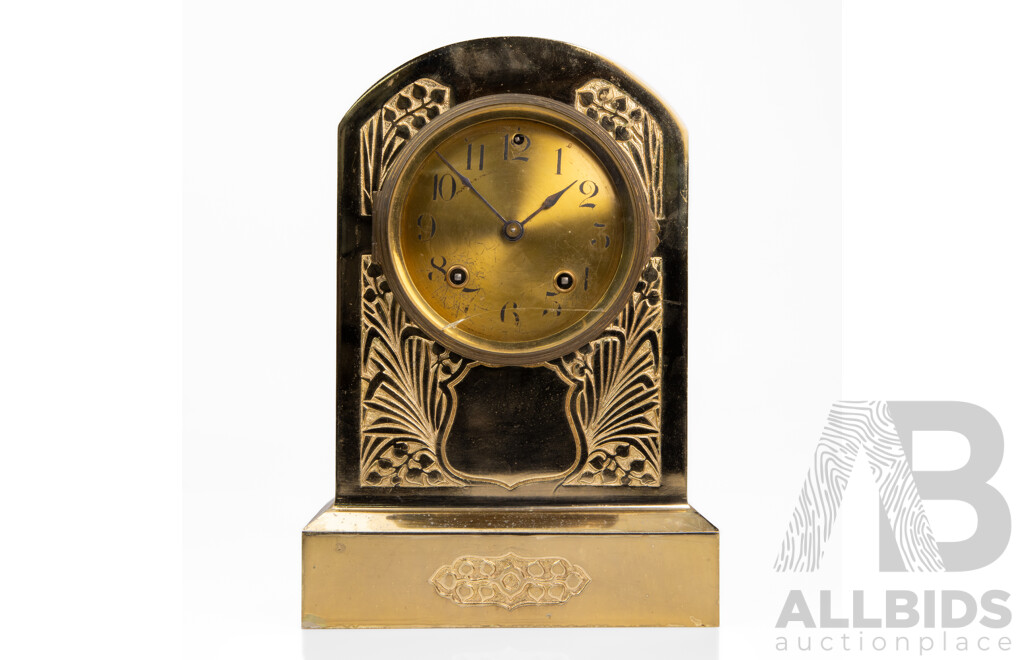 Art Nouveau Cast Brass Ansonia Mantle Clock