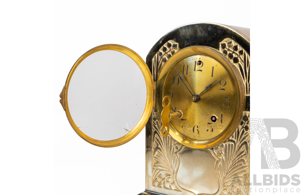 Art Nouveau Cast Brass Ansonia Mantle Clock