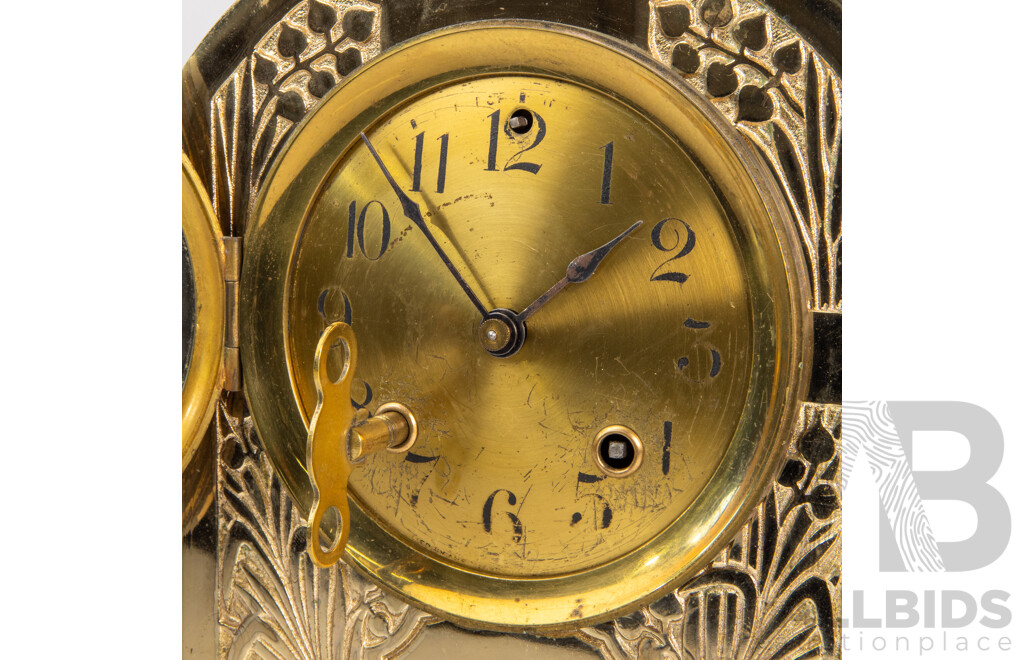 Art Nouveau Cast Brass Ansonia Mantle Clock