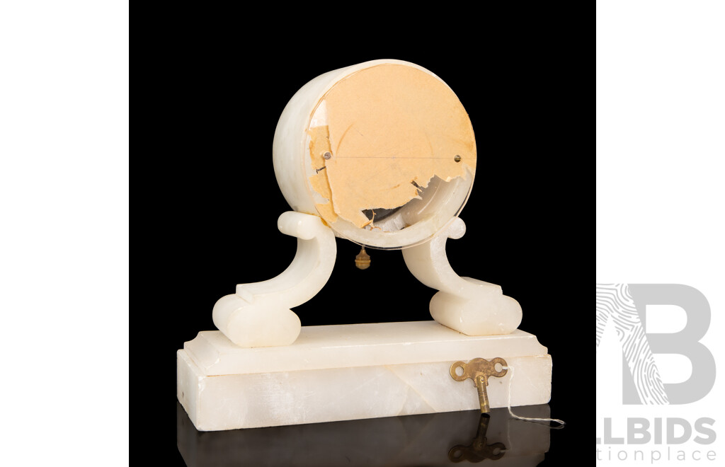 French Alabaster Boudoir Mantel Clock
