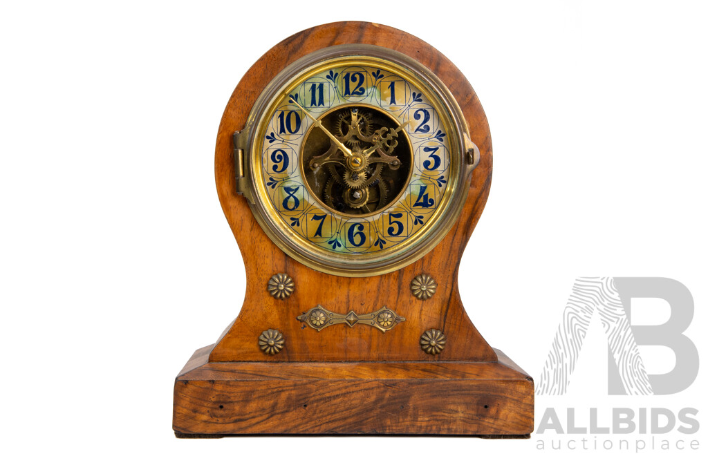 Vintage Wooden Dome Form Mantle Clock