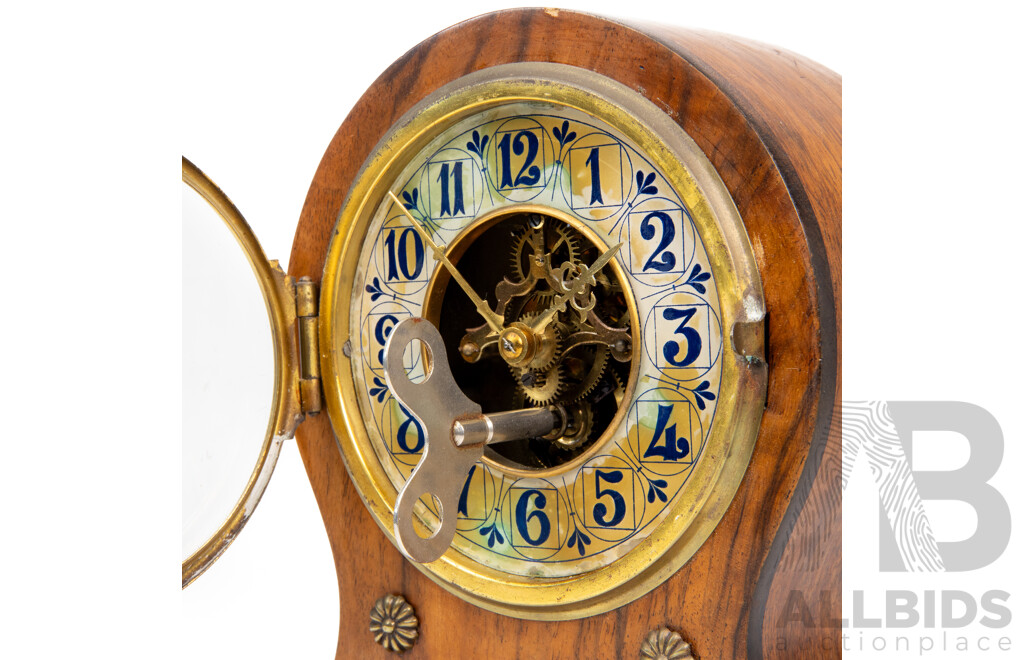 Vintage Wooden Dome Form Mantle Clock