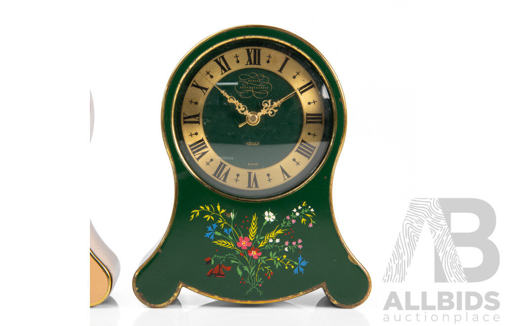 Collection of Three Vintage Jeager 'Petite Neuchateloise' Table Clocks
