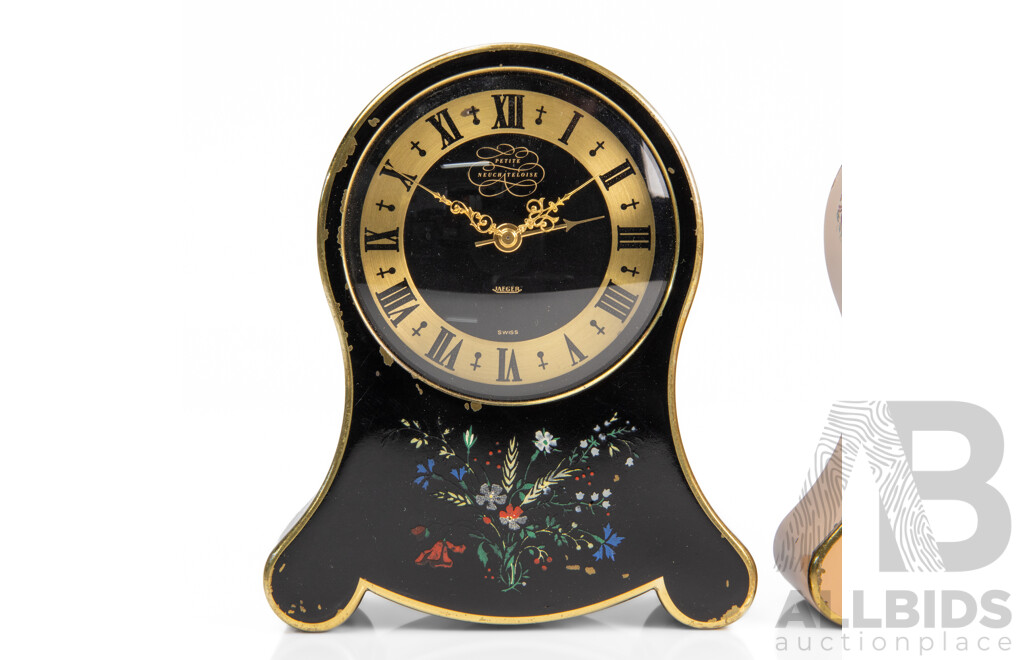Collection of Three Vintage Jeager 'Petite Neuchateloise' Table Clocks