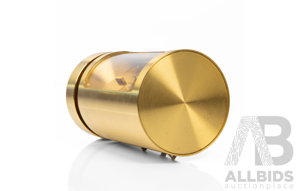 Art Deco Brass Swiza Barrel Form Alarm Clock