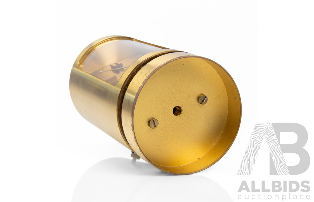 Art Deco Brass Swiza Barrel Form Alarm Clock