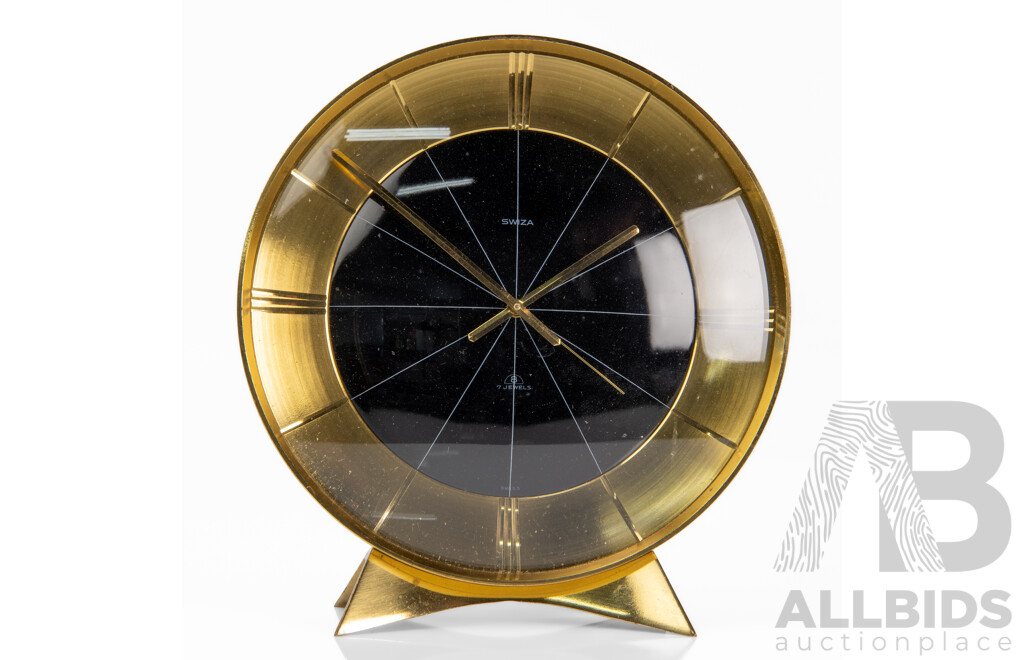 Vintage Brass Swiza Alarm Clock