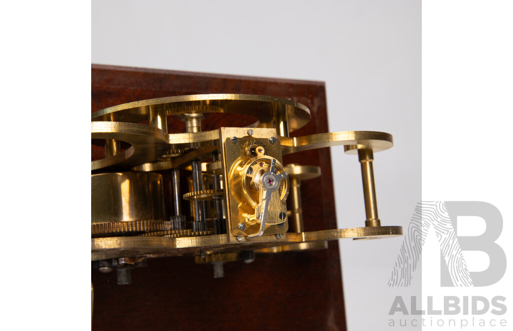 Vintage Brass Elegant Scroll Skeleton Clock in Glass Housing