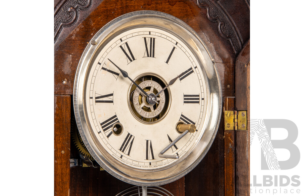 Vintage Ansonia Mantle Clock in Carved Timber Case