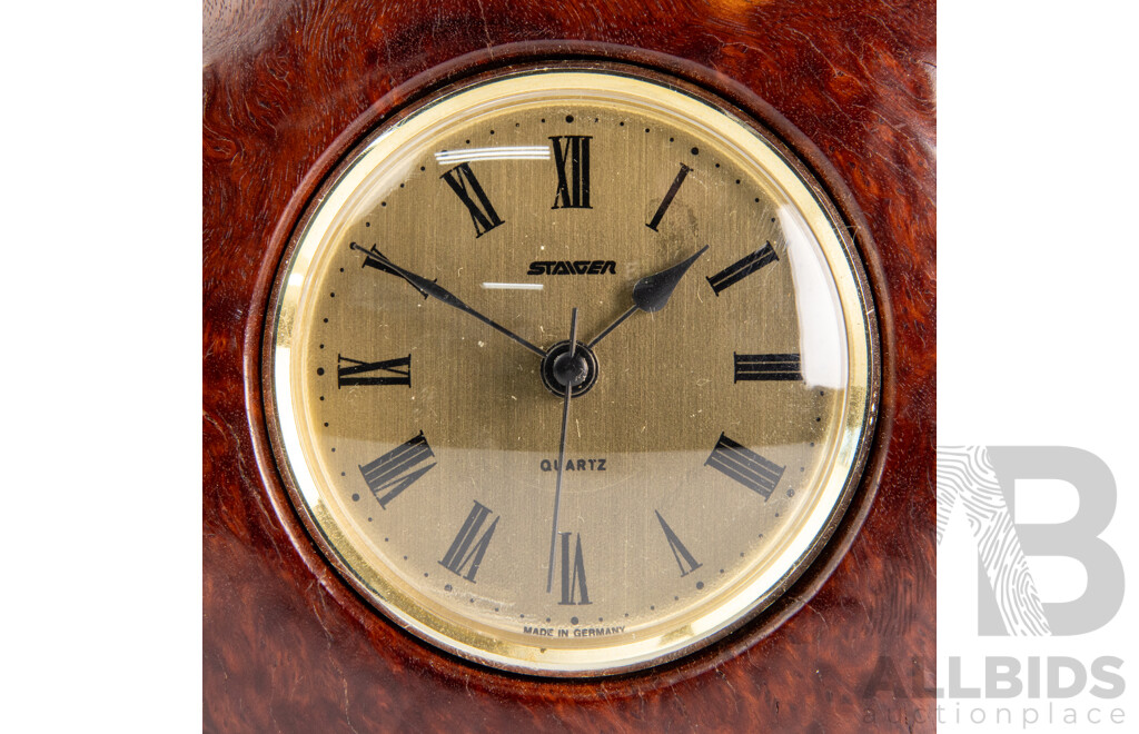 Vintage Staiger Quarts Mantle Clock in Burl Wood Housing by Bungendore Wood Works Gallery
