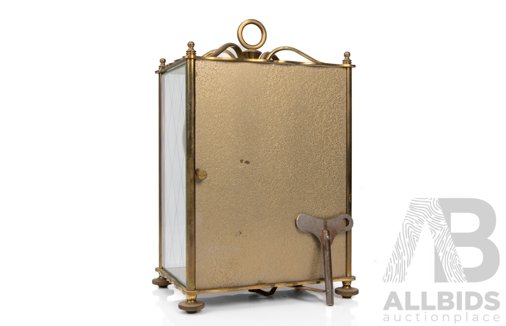 Mid Century Koma Brass Carriage Form Mantle Clock