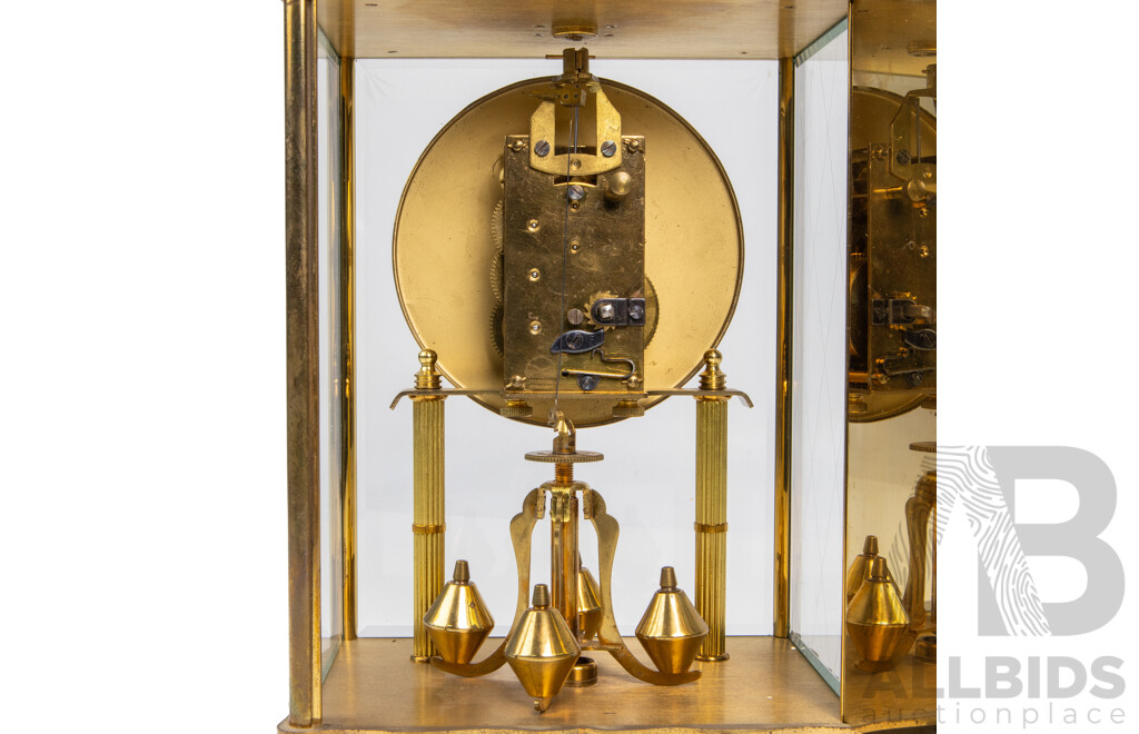 Mid Century Koma Brass Carriage Form Mantle Clock