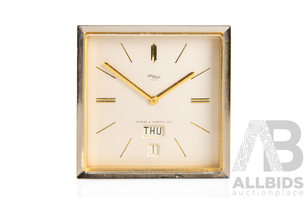 Vintage Imhof Swiss Desk Clock for Fairfax & Roberts Ltd