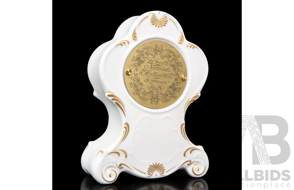 Vintage Glazed Porcelain 'Flowers of the Hour' Mantle Clock Issued by La Societe Nationale D'Hortculture De France with Franz Hermle Movement