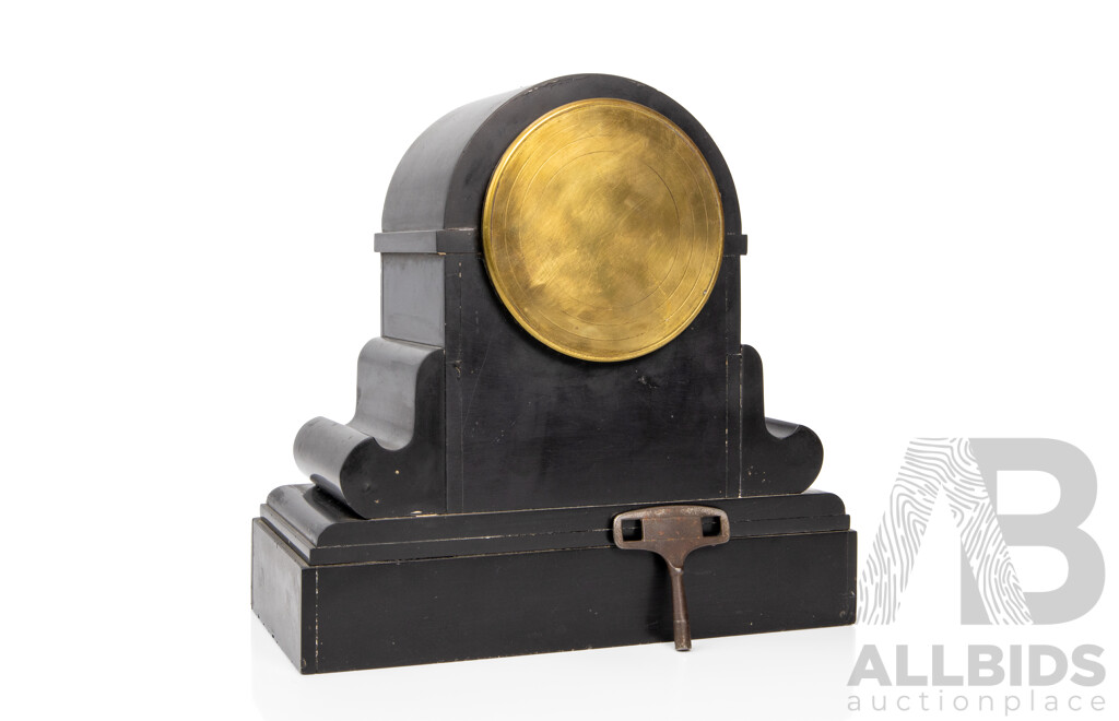 Victorian Slate Mantle Clock with Malachite Inclusions