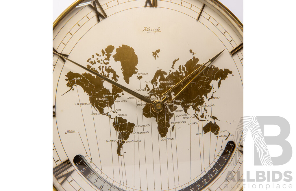 Vintage World Time Desk Clock by Heinrich Möller for Kienzle