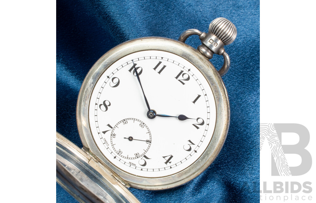 Vintage Silver Swiss Made 17 Jewels Pocket Watch - 456461