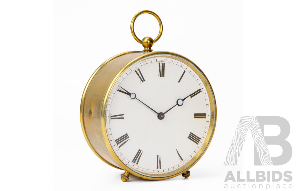 Vintage French Brass Drum Clock