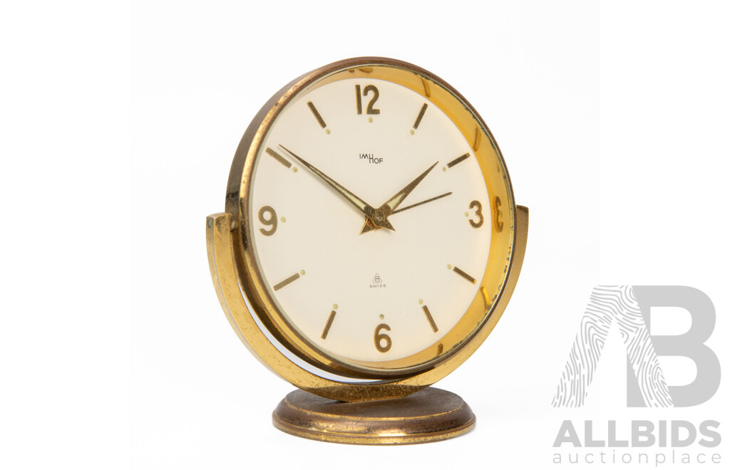 Vintage Swiss Imhof Eight Day Mechanical Desk Clock