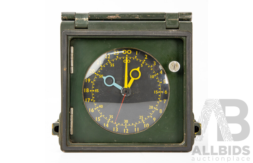 Vintage Timber Cased 24-Hour Military Clock