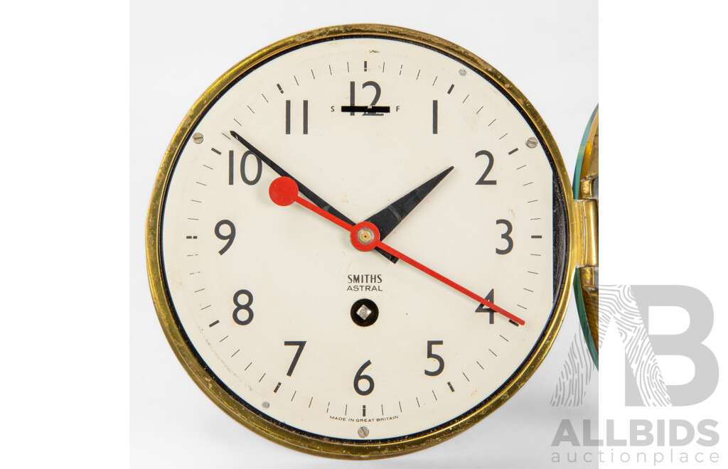 Smiths Astral Brass Marine Porthole Clock, Made in Great Britain, with Key