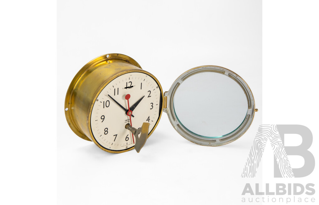 Smiths Astral Brass Marine Porthole Clock, Made in Great Britain, with Key